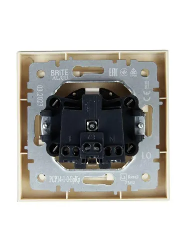 Розетка СП BRITE РСР14-1-0-БрКр 16А в сборе с заземл. защ. шторки беж. IEK BR-R14-16-K10-F фото 2