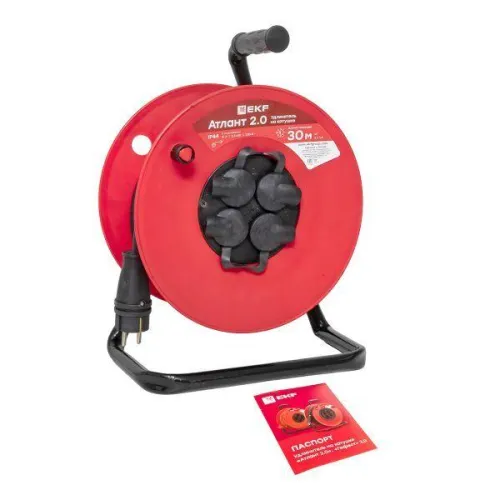 Удлинитель на катушке 4х30м с заземл. 16А IP44 Атлант 2.0 3.5кВт КГ 3х1.5 PROxima EKF UKA02-16-315R-4-30-IP44 фото 10