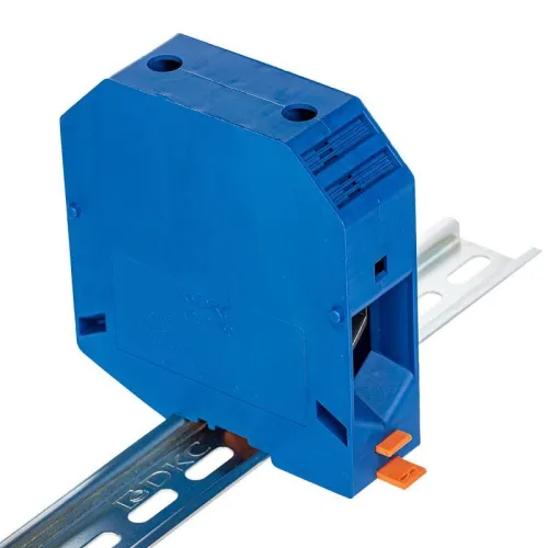 Клемма проходная винтовой зажим 2 точки подключения 150кв.мм син. DKC KRUH-150-BU