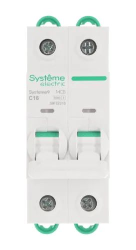 Выключатель автоматический 2п C 16А 6кА Systeme9 400В SE S9F22216 фото 2