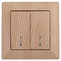 Выключатель 2-кл. СП Solo 4-105-11 10А IP20 250В с подсветкой сосна Intro Б0053600