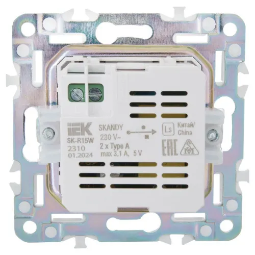 Розетка USB A+A 3.1А SKANDY SK-R15W арктич. бел. IEK SK-U21-D31-K01 фото 3
