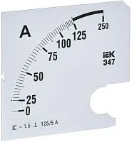 Шкала сменная для амперметра Э47 125/5А-1.5 96х96мм IEK IPA20D-SC-0125