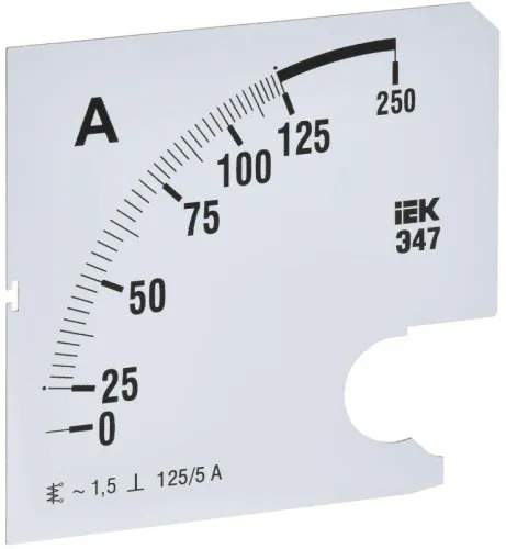 Шкала сменная для амперметра Э47 125/5А-1.5 96х96мм IEK IPA20D-SC-0125