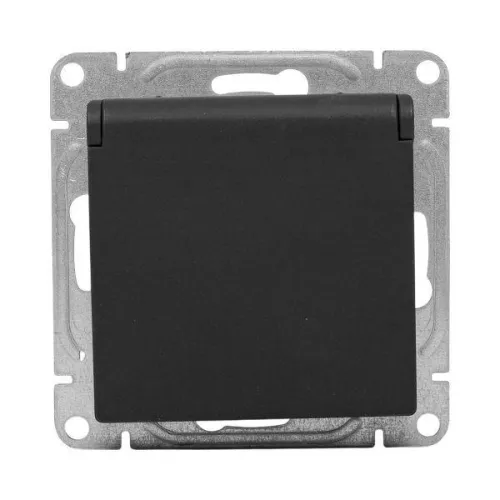 Розетка СП Эпика 16А IP44 с заземл. защ. шторки с крышкой механизм черн. EKF UP1-SOB-111-44 фото 9