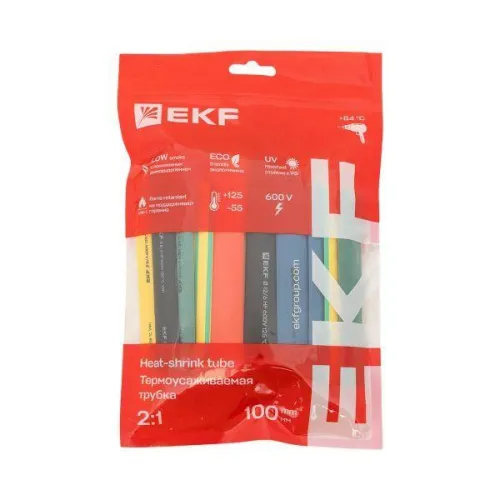 Набор трубок термоусадочных ТУТ 4/2; 6/3; 8/4; 10/5; 12/6 (7 цветов по 5шт 100мм) PROxima EKF tut-n-4-r фото 5