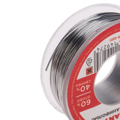 Припой катушка с канифолью 100гр d0.5мм (Sn60 Pb40 Flux 2.2%) (блист.) Rexant 09-3201 фото 4