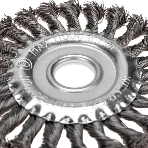 Щетка дисковая для УШМ крученая стальная проволока 125мм отв. 22.23мм Kranz KR-91-1238 фото 2