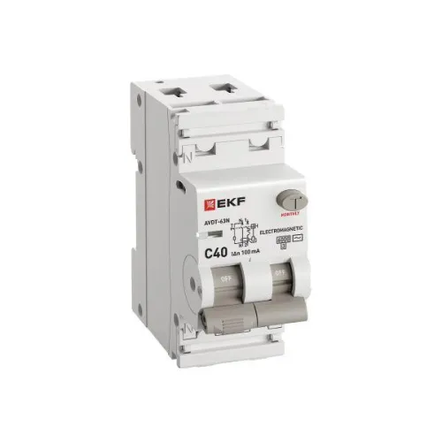 Выключатель автоматический дифференциального тока 2п (1P+N) C 40А 100мА тип AC 6кА АВДТ-63N (электромех.) PROxima EKF D63N26M40C100 фото 3