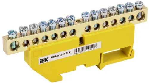 Шина PE "земля" на DIN-изол. ШНИ-8х12-14-Д-Ж IEK YNN10-812-14D-K05