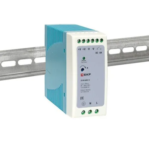 Блок питания на дин рейку 60Вт Uвх 220В AC m Uвых 12В DC постоянного тока EKF DR-M-60W-12 фото 7