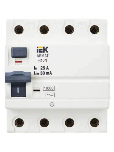 Выключатель дифференциального тока (УЗО) 4п 25А 30мА тип AC ВДТ R10N ARMAT IEK AR-R10N-4-025C030 фото 2