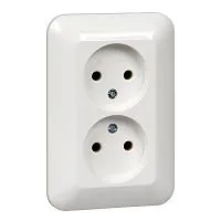 Розетка 2-м СП Прима 16А IP20 без заземл. без защ. шторок (розн. упак.) бел. SchE RS16-211-BI