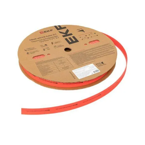 Трубка термоусадочная ТУТ нг 20/10 красн. (уп.100м) EKF tut-20-r фото 3