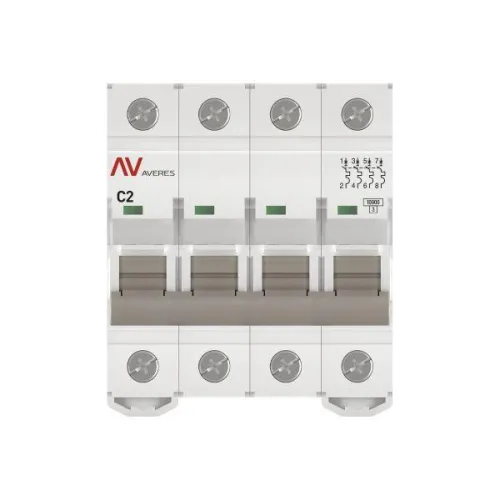 Выключатель автоматический модульный 4п C 2А 10кА AV-10 AVERES EKF mcb10-4-02C-av фото 3