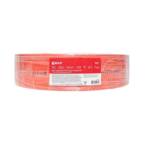 Трубка термоусадочная ТУТ нг 50/25 красн. (уп.50м) EKF tut-50-r фото 2