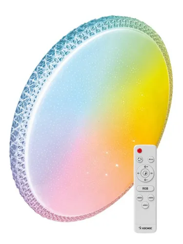 Светильник светодиодный PREMIUM MYSTERY RGB 75Вт 230В 3000-6500К 6000лм IP40 495х85мм настенно-потолочный управляемый с пультом ДУ с RGB подсветкой КОСМОС KSMystRGB75W