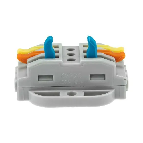 Клемма строительно-монтажная СМК проходная 222-423P 3п 0.08-4кв.мм с монтажной площадкой сер. (блист.5шт) Rexant 07-6263-5 фото 3