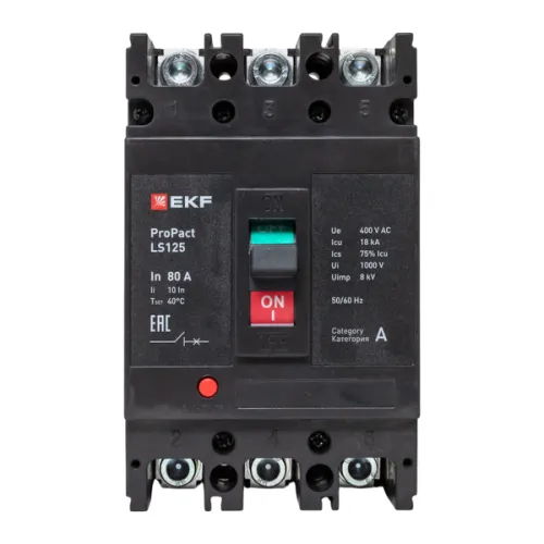 Выключатель автоматический 3п 80А 18кА LS125 ProPact EKF mccb-125-18-3-80-ls фото 5