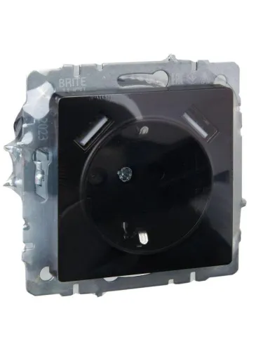 Розетка BRITE РЮш10-1-БрЧ 16А с USB A+A 2.1А с заземл. защ. шторки механизм черн. IEK BR-R14-16-U21-D21-K02 фото 7