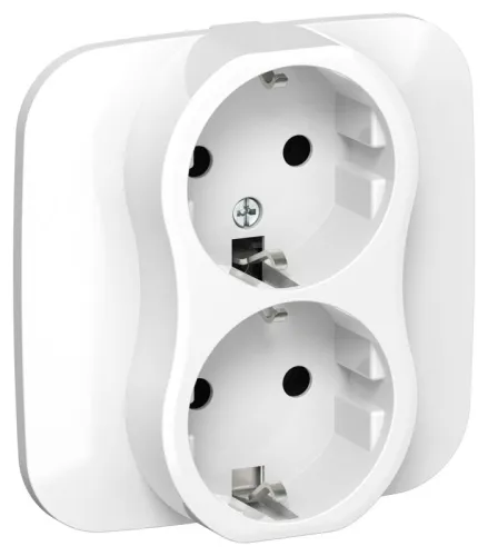 Розетка 2-м СП FLITE РС12-1-А-ФлБ 16А с заземл. без защ. шторок безвинтовое крепление в сборе механизм бел. IEK FI-R21A-16-1-K01