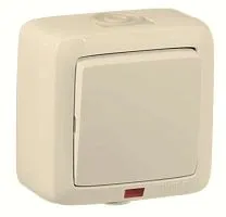 Переключатель 1-кл. ОП Альфа 16А с индикацией сл. кость HEGEL ВА16-262-01