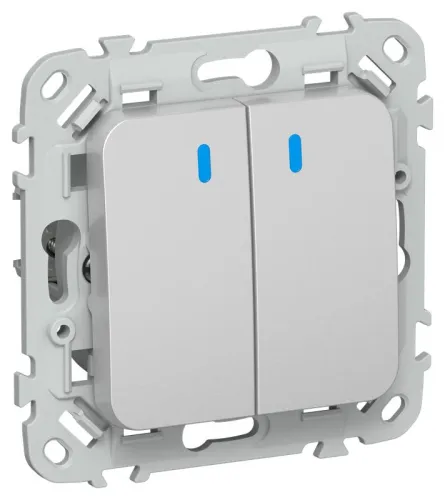 Выключатель 2-кл. СП FLITE ВС12-1-1-ФлА 10А с индикацией механизм алюм. IEK FI-V20-1-10-1-K47