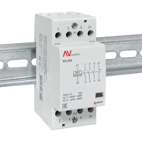 Контактор модульный КМ 25А 3NO+1NC 230В AC (2 мод.) AVERES EKF km-av-2-25-31-230V фото 2