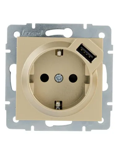 Розетка с заземл. + USB разъем VESNA зол. LEZARD 742-3688-181 фото 3