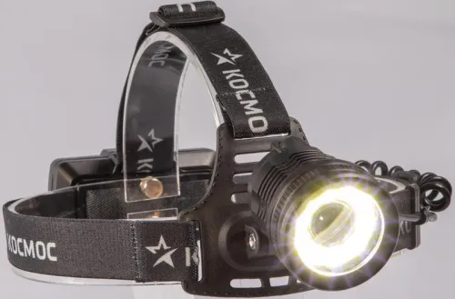 Фонарь налобный аккум. 10Вт P50 LED/Li-ion18650 2х1000мА.ч алюм. КОСМОС (KOC855Lit) фото 2