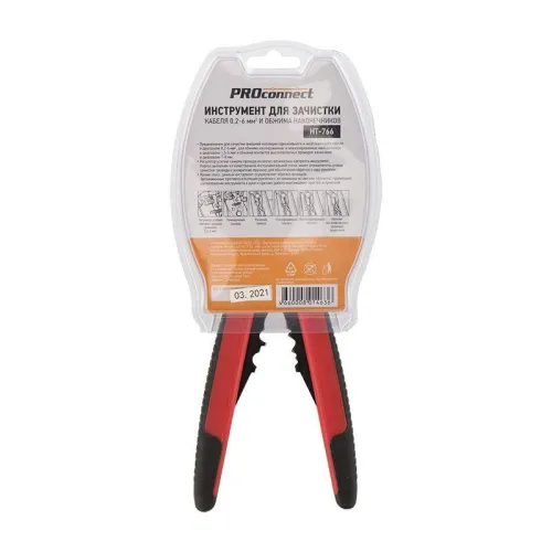 Инструмент для зачистки кабеля 0.2-6.0кв.мм и обжима наконечников HT-766 (HY-371) PROCONNECT 12-4005-4 фото 7