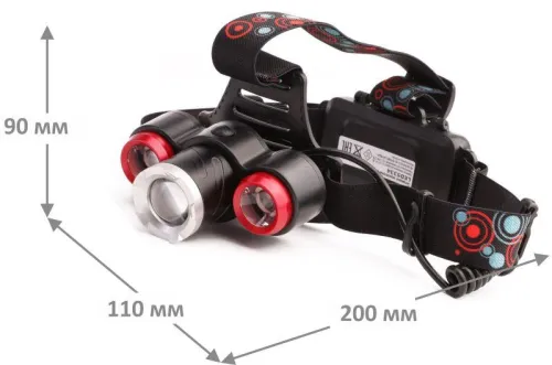 Фонарь налобный аккумуляторный LED5334 3.7В 3LED 5Вт фокус 2 ак. 4 реж. USB бокс черн. Ultraflash 15031 фото 4