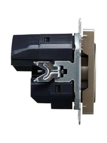 Розетка BRITE РЮш10-1-БрШ 16А с USB A+A 2.1А с заземл. защ. шторки механизм шампань IEK BR-R14-16-U21-D21-K37 фото 8