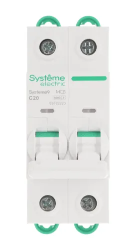 Выключатель автоматический 2п C 20А 6кА Systeme9 400В SE S9F22220 фото 2