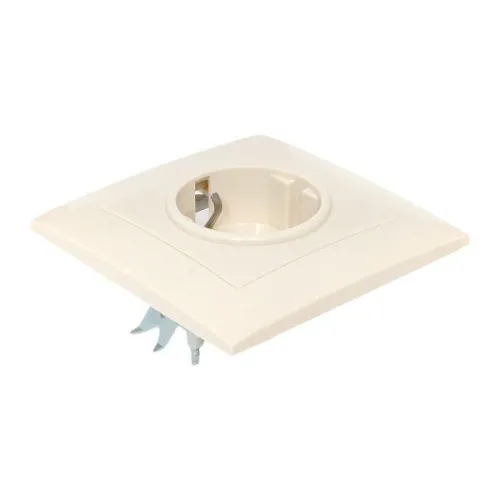 Розетка 1-м СП Валенсия 16А IP20 с заземл. защ. шторки крем. PROxima EKF EWR16-028-20 фото 3