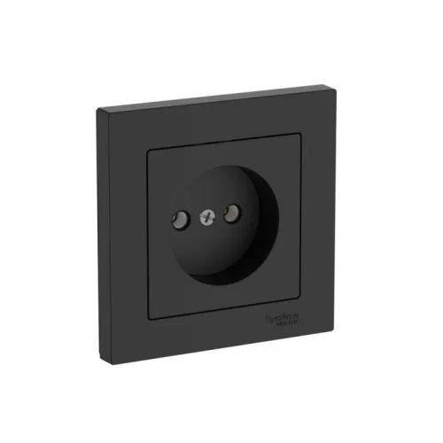 Розетка AtlasDesign 16А без заземл. быстрозажим. клем. в сборе карбон SE ATN001040S