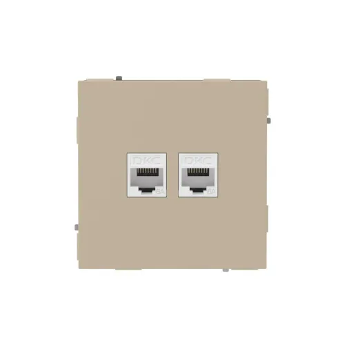 Розетка компьютерная 2-м KANT RJ45 кат.6A без шторки ванильн. марципан DKC 7015674