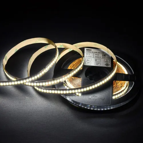 Лента светодиодная 2835-240LED 22Вт/м IP20 10мм 24В 4000К (уп.5м) IEK LSR6-10-240-20-1-05 фото 2