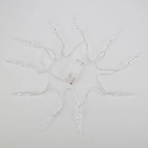 Гирлянда светодиодная "Сосульки" 1.5м 10LED бел. 0.1Вт IP20 провод ПВХ прозр. элементы питания 2хAA (не в компл.) Neon-Night 303-094 фото 7