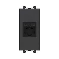 Розетка компьютерная 1мод. Avanti "Черный матовый" RJ45 кат.5E без шторок модульная механизм DKC 4412661