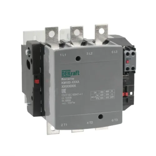 Контактор 265А 380В АС АС3 АС4 1НО+1НЗ КМ-102 DEKraft 21962DEK фото 2