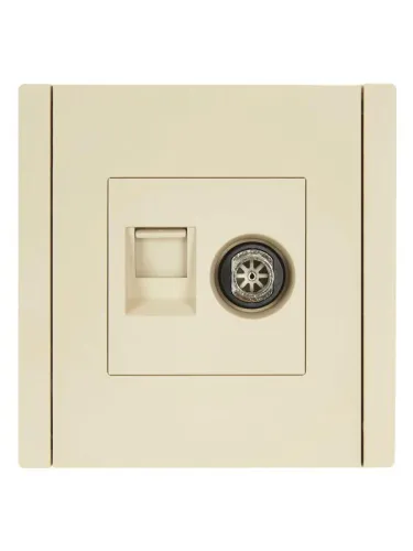 Розетка 2-м TV+RJ45 кат.6 FORTE&PIANO FP437 ваниль IEK FP-AK20-2-K10 фото 2
