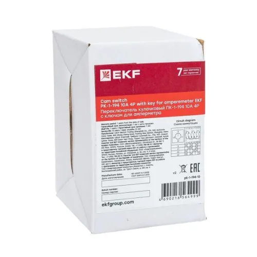 Переключатель кулачковый ПК-1-194 10А с ключом для амперметра PROxima EKF pk-1-194-10 фото 6