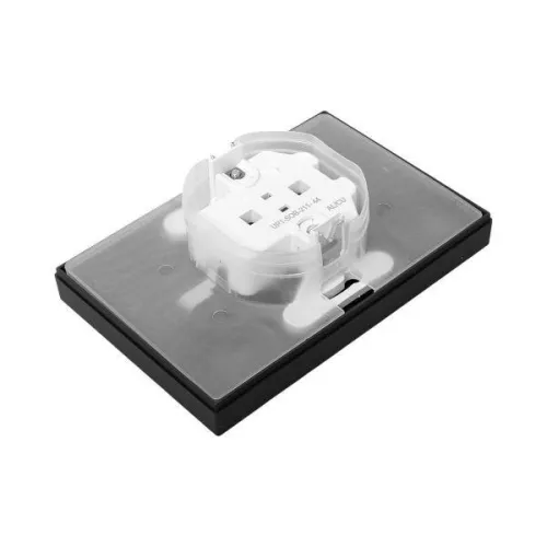 Розетка 2-м СП Эпика 16А IP44 с заземл. защ. шторки с рамкой с крышками механизм черн. EKF UP1-SOB-211-44 фото 2