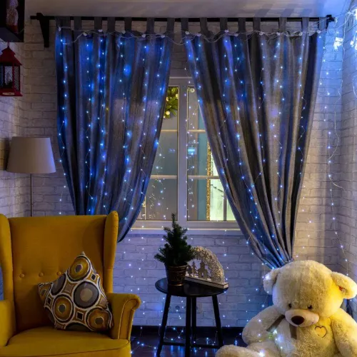 Гирлянда светодиодная "Роса "Светодиодный дождь" 6х3м LED бел. 24Вт IP20 USB+пульт управления Neon-Night 315-995 фото 7