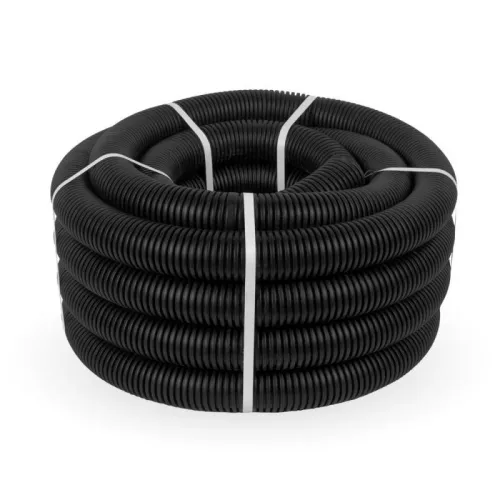 Труба гофрированная ПВХ легкая d40мм с протяжкой 350 Н черн. (уп.15м) Промрукав PR01.0089 фото 2