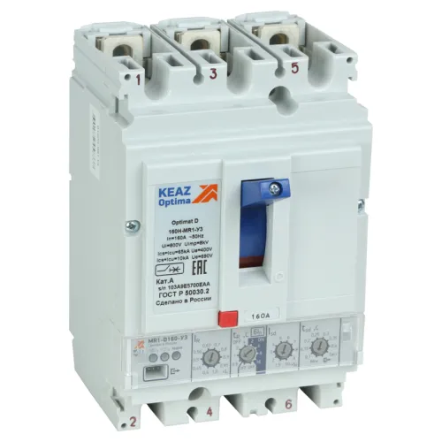 Выключатель автоматический 3п 100А диапазон уст. 40…100А 40кА OptiMat D100N MR1 У3 КЭАЗ 144412