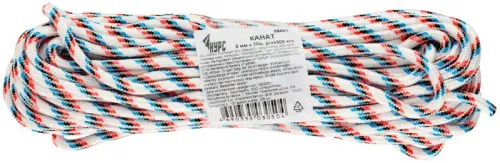 Канат полипропиленовый 24-х прядный с сердечником 6ммх20м р/н=300кгс КУРС 68401 фото 3