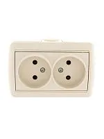 Розетка 2-м ОП Nata 16А IP20 без заземл. керамика крем. LEZARD 710-0300-128