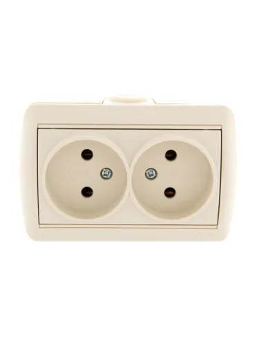 Розетка 2-м ОП Nata 16А IP20 без заземл. керамика крем. LEZARD 710-0300-128